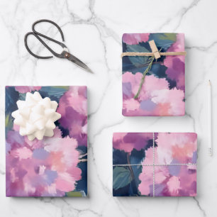 Blush Pink Hydrangeas Bloral Geschenkpapier Set