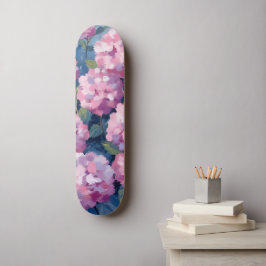 Blush Pink Hydrangeas Bloral Skateboard