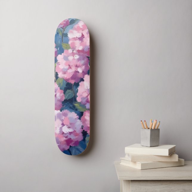 Blush Pink Hydrangeas Bloral Skateboard (Wandkunst)