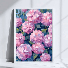 Blush Pink Hydrangeas Floral Watercolor Art Poster