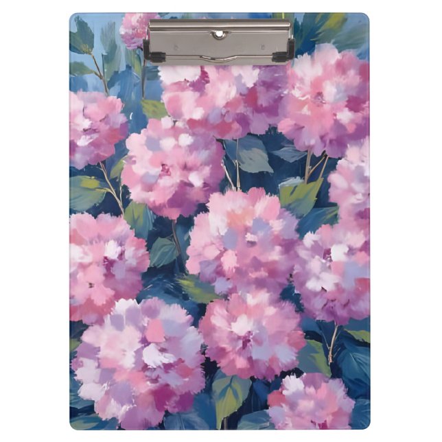 Blush Pink Hydrangeas Floral Watercolor Klemmbrett (Vorderseite)
