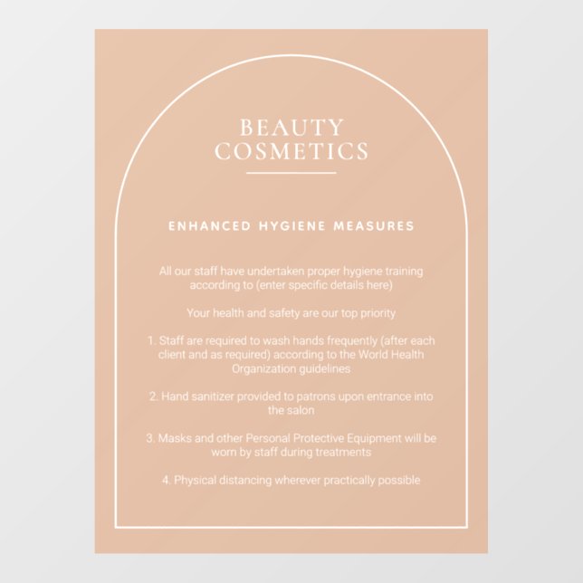 Blush Pink Hygiene Poster Beauty Makeup Business Fensteraufkleber (Blatt)