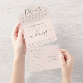 Blush Pink Ihr Foto Einfache Moderne Hochzeit All In One Einladung