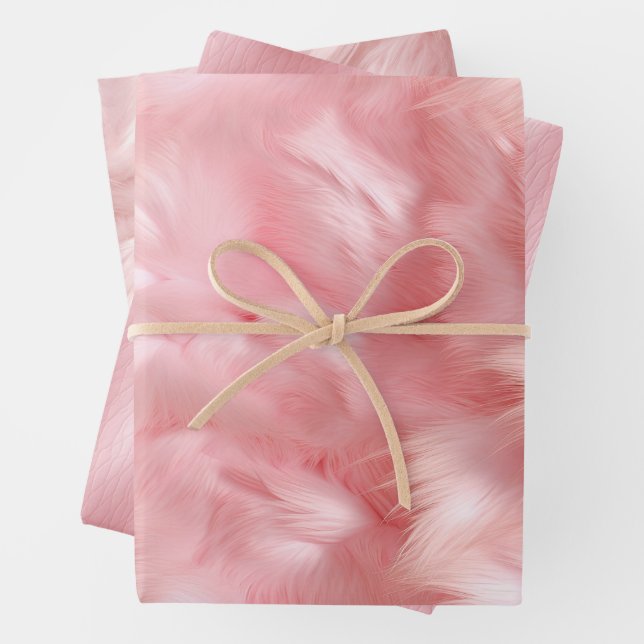 Blush Pink Imitate Fur Geschenkpapier Set (Beispiel)