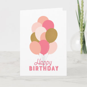 Blush Pink Imitats Gold Balloons Happy Birthday Karte