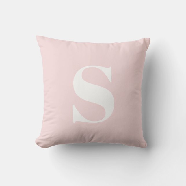 Blush Pink Initial Mit Monogramm Outdoor Pillow Kissen (Vorderseite)