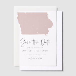 Blush Pink Iowa Karte Save the Date Minimalistisch