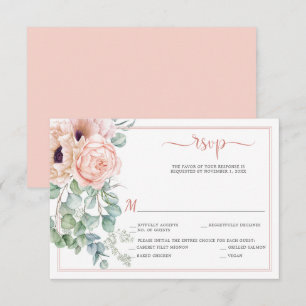 Blush Pink Ivory Floral Wasserfarbe UAWG RSVP Karte