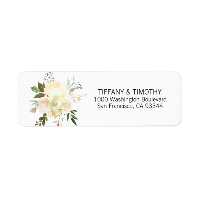 Blush Pink Ivory Floral Wedding Rücksendeadresse (Vorne)