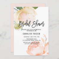 Blush Pink Ivory Peony Bridal Dusche Einladung