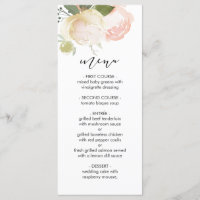Blush Pink Ivory Peony Wedding Menu