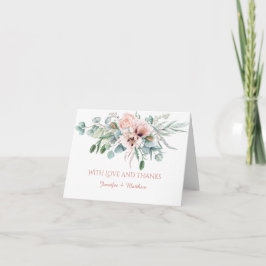 Blush Pink Ivory Poppies Peonies Floral Vielen Dan Dankeskarte