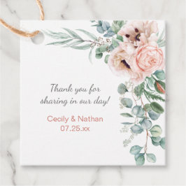 Blush Pink Ivory Poppies Peonies Wedding Gift Geschenkanhänger