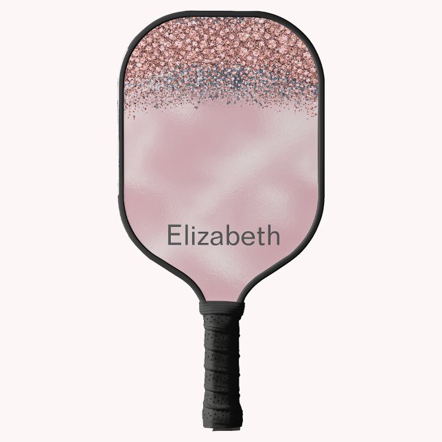 Blush Pink Jeweled Personalized Pickleball Schläger (Von Creator hochgeladen)