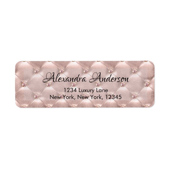 Blush Pink Jewels Rose Gold Rücksendeadresse Label (Vorne)