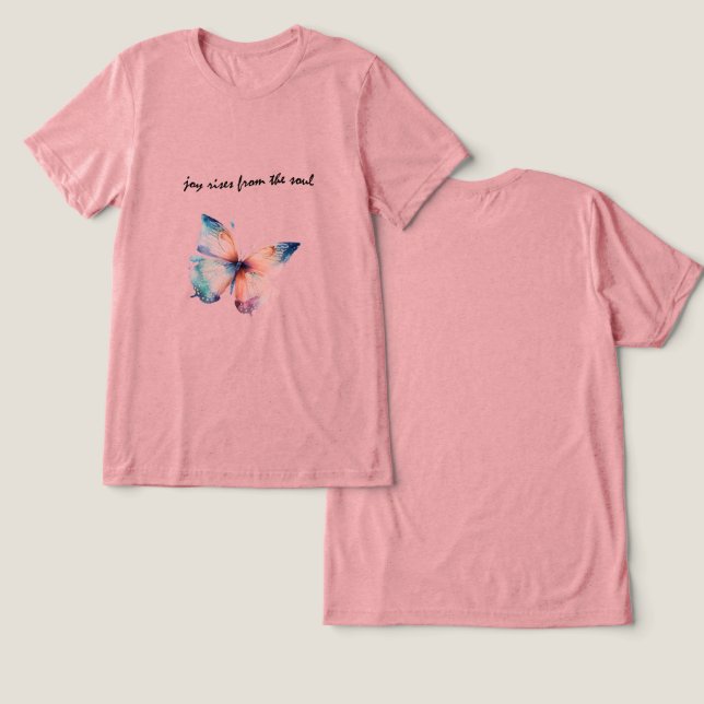 Blush Pink Joy steigt aus dem Soul Tri-Blend Shirt (Design Vorderseite & Rückseite)