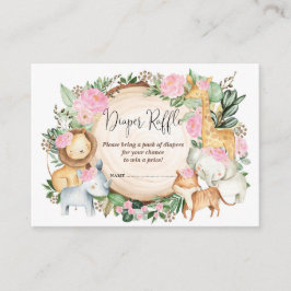 Blush Pink Jungle Safari Baby Girl Diaper Raffel Begleitkarte