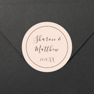 Blush Pink Kalligrafie Script Hochzeitsgeschenk Ge Runder Aufkleber