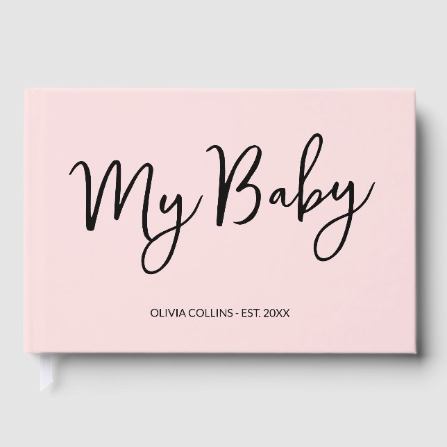 Blush Pink Keepake Script Baby Book for Mother Gästebuch (Vorderseite)