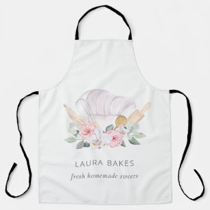 Blush Pink Koch Hat Catering Floral Roller Whisky Schürze