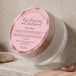Blush Pink Kosmetik JAR-Etikett mit Zutaten Runder Aufkleber