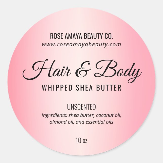 Blush Pink Kosmetiktücher, Beauty Body Butter Etik Runder Aufkleber (Vorderseite)