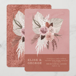 Blush Pink Kupfer Tropische Pampas Einzigartige Ho Einladung