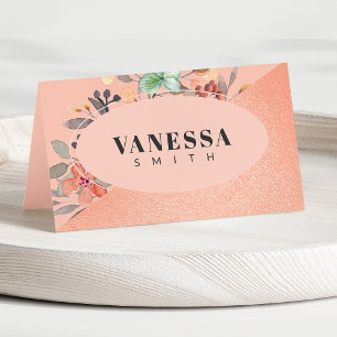 Blush Pink Kupfer Wasserfarbe Blumenzitat Hochzeit Platzkarte