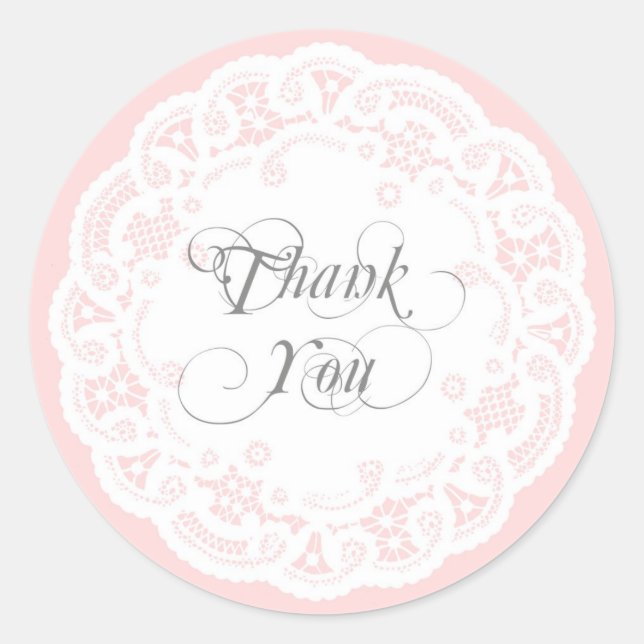 Blush Pink Lace Doily Danke Stickers (Vorderseite)
