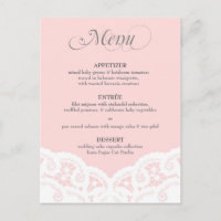 Blush Pink Lace Doily Wedding Menu