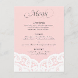 Blush Pink Lace Doily Wedding Menu Postkarte