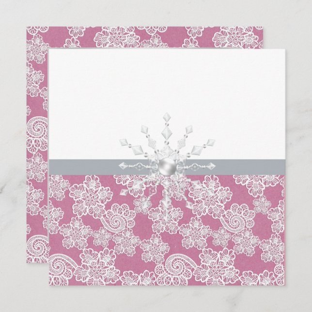 Blush Pink Lace Wedding Einladung (Vorne/Hinten)