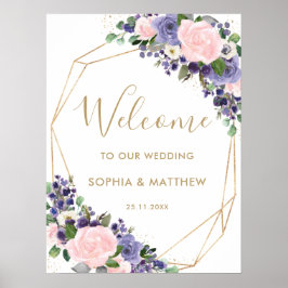 Blush Pink Lavender Floral Wedding Willkommenszeic Poster
