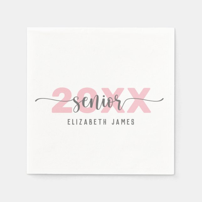 Blush Pink Letters Senior Napkins Serviette (Vorderseite)