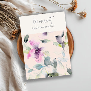 Blush Pink Lila Floral 2 Earring Stud Holder Visitenkarte