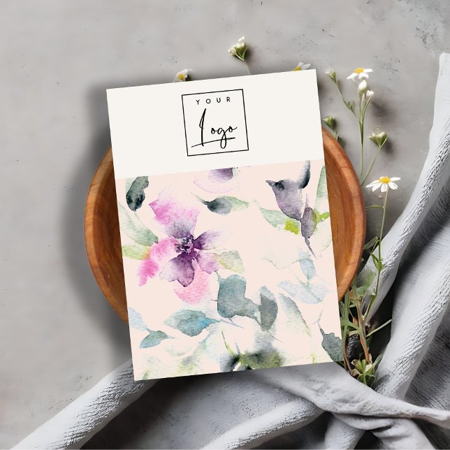 Blush Pink Lila Floral Logo Blank Juwelier Visitenkarte (Von Creator hochgeladen)