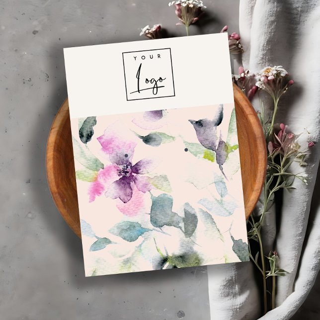 Blush Pink Lila Floral Logo Ohrring Stickereihalte Visitenkarte (Von Creator hochgeladen)