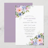 Blush Pink Lila Floral Watercolor Babydusche