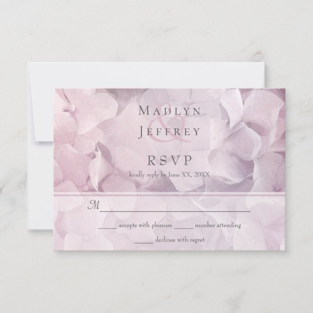 Blush Pink Lila Hydrangea Bloral Wedding RSVP (Vorderseite)