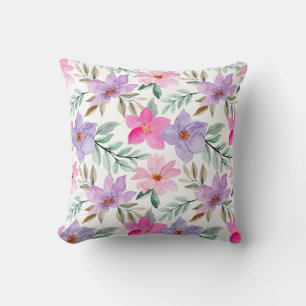 Blush Pink Lilac Floral Pattern Trendy Kissen
