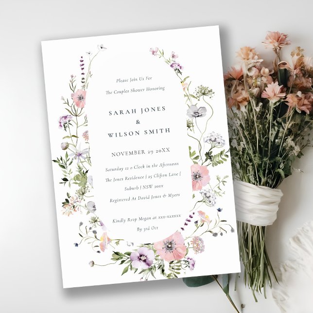 Blush Pink Lilac Wildblume Paare Dusche einladen Dankeskarte (Von Creator hochgeladen)