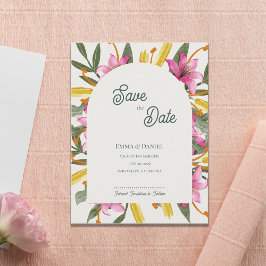 Blush Pink Lily Arched Wedding Save the Date Ankündigungspostkarte