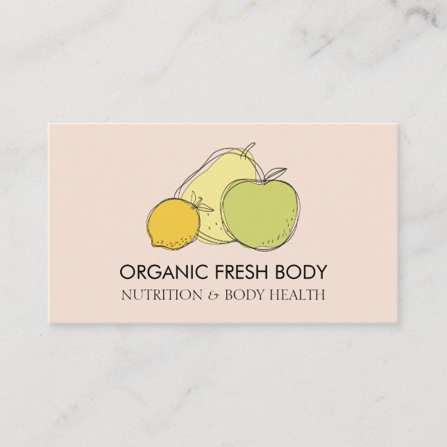 Blush Pink Line Food Frucht Diätetiker Ernährung Visitenkarte (Vorderseite)