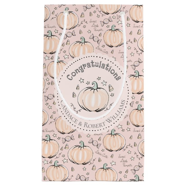 Blush Pink Little Pumpkin Baby Gratulation Kleine Geschenktüte (Vorderseite)