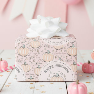 Blush Pink Little Pumpkin Baby Halloween Geschenkpapier