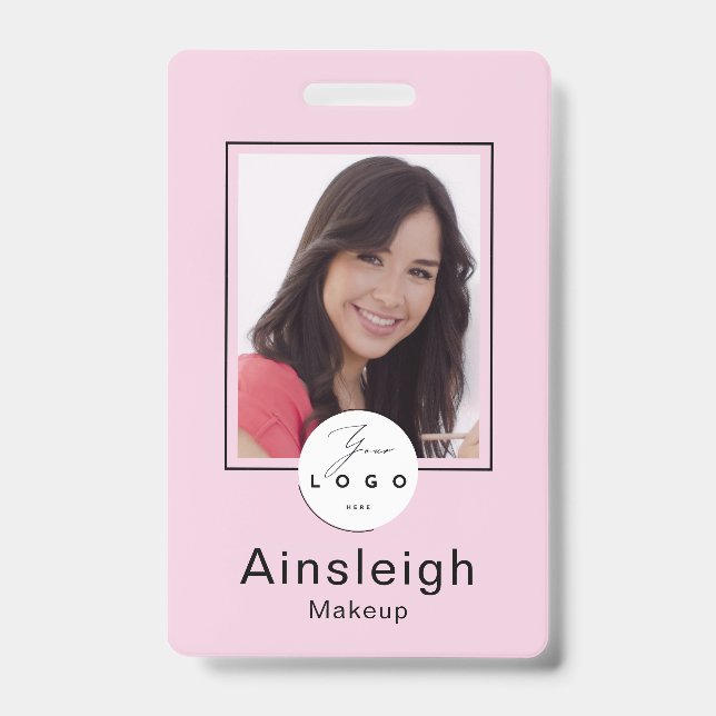 Blush Pink Logo Photo Makeup Ausweis (Vorderseite)
