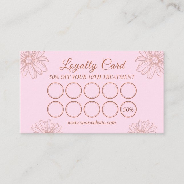 Blush Pink Loyalty Card for Salon & Beauty Artists Treuekarte (Vorderseite)