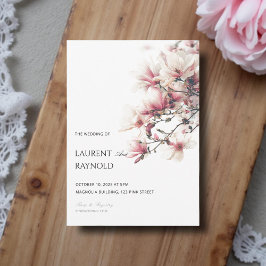 Blush Pink Magnolia Botanical Watercolor Wedding Einladung