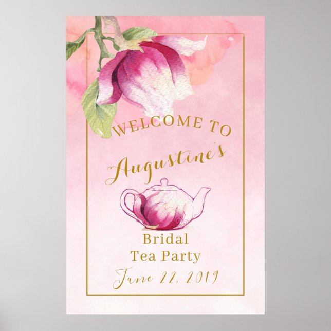 Blush Pink Magnolia Bridal Teezeremonie auf dem Mo Poster (Vorne)