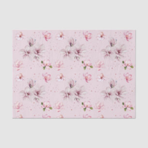 Blush Pink Magnolia Floral Wasserfarbenes Geschenk Seidenpapier